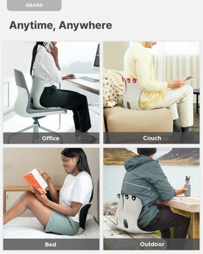 curble Grand(Extra Wide & Sturdy) – Ergonomic Back and Lumbar Support for Good Posture Correction and Back Pain Relief, Perfect for Office, Floor Seat and Work from Home, Patented (Grey) - Image 5