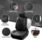 CAR PASS Nappa Leather Car Seat Covers Front Seats, Luxury Seat Protector for Cars, Waterproof Anti-Slip Seat Cushion Airbag Compatible Universal for Sedan SUV Pick-up Truck Automotive Vehicle, Black - Image 5