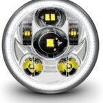 TRUE MODS 5.75" Harley LED Headlight for Harley Davidson [Chrome-Finish] [HALO DRL] [DOT Compliant] Round LED Motorcycle Headlight Dyna Street Bob Super Wide Glide Low Rider Night Rod Train Softail