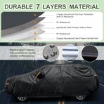 SEAZEN 7 Layers SUV Car Cover Waterproof All Weather, Heavy Duty Car Cover for Automobiles with Zipper Full Exterior Cover Outdoor UV Snow Wind Protection, Universal Full Car Cover 176" to 190" - Image 3