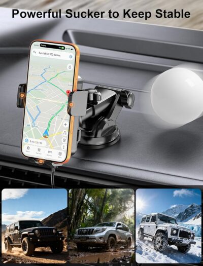 MOKPR Wireless Car Charger, Auto Clamping Car Charger Dash Windshield Air Vent Phone Holder Compatible with iPhone 17 16 15 14/13/13 Pro/12 pro/12/11/X/8, Samsung S24/S23/S22 - Image 5