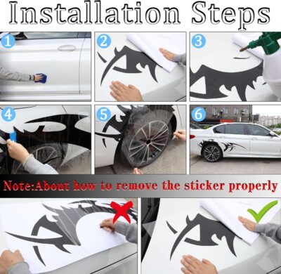 TOMALL 2Pcs 66'' Flame Graphics Stickers Car Body Side Skirt Decals Racing Sport Stripe Decals for Car Universal Vinyl Waterproof Large Decal Decoration for Truck Off-Road Vehicles Accessories (Black) - Image 7