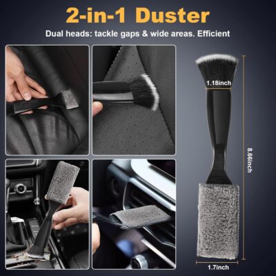 8-Piece Car Interior Detailing Kit - 160g Non-Sticky Gel (128% More Than 70g), Ultra-Soft Detail Brush, Boars Hair Brushes, Dual-Head Vent Brush, Towel & Bag | for Cars, Trucks, SUVs - Image 4