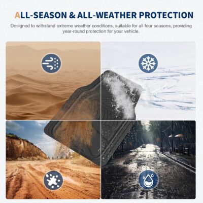 FLORICH Car Floor Mats, Waterproof Universal Heavy-Duty 4 Pieces Rubber Floor Mats for Cars, Full Set Car Mats with Anti-Slip Backing Fit for Most SUV, Vans,Trucks, Sedan(Light Black) - Image 5