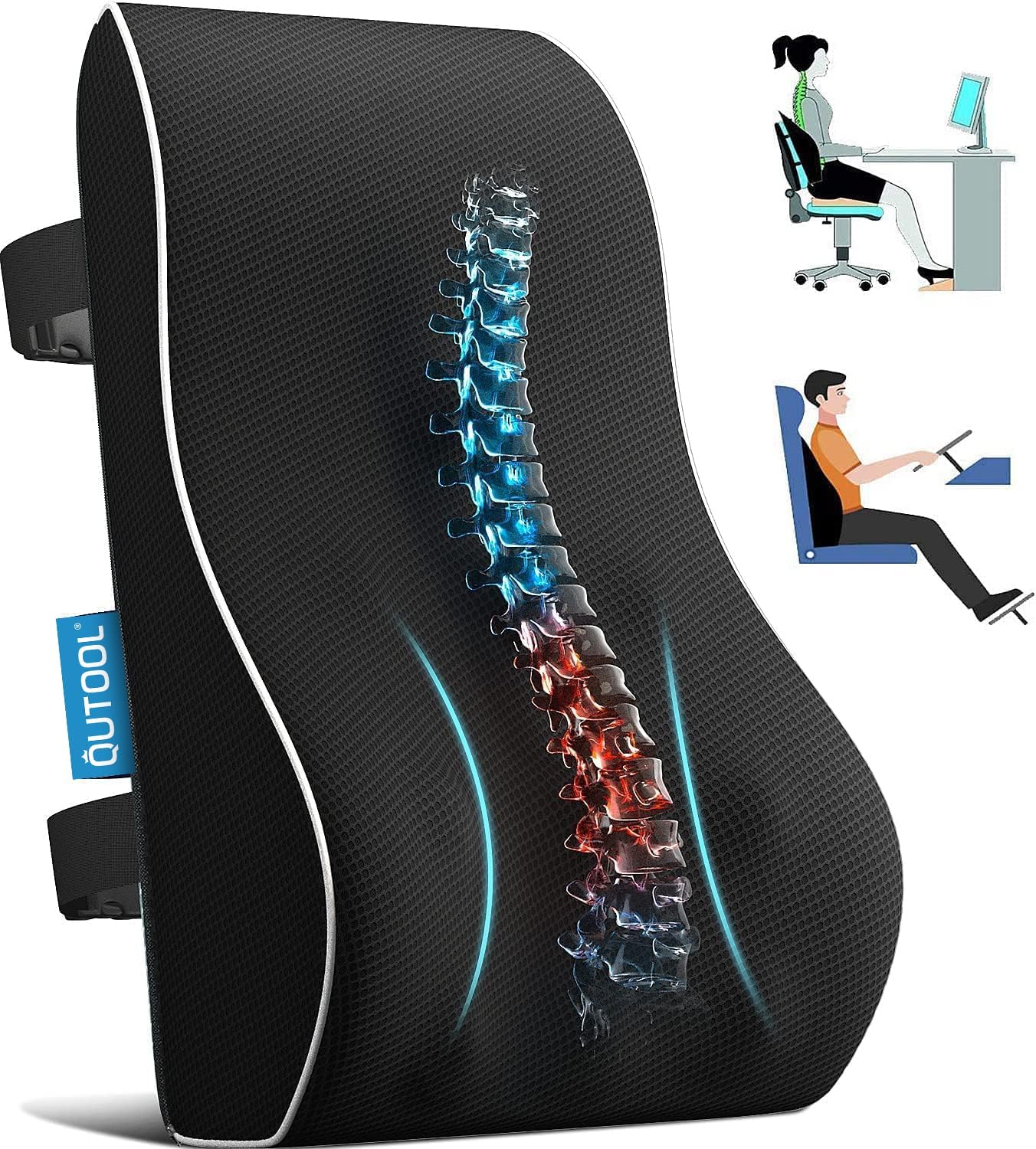 81MINRwFOgL._AC_SL1500_.jpg Lumbar Support Pillow for Office Chair, Office Home Essentials,Gifts for Mom,Dad, Back Support Pillow for Car, Chair Cushions,Back Pain Relief Improve Posture,Mesh Cover Double Adjustable Straps - Image 1