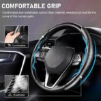Cartist Carbon Fiber Steering Wheel Cover - Anti-Slip, Steering Wheel Cover for Men/Women - Durable, Universal Car Accessory (Black) - Image 2