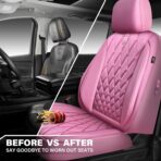 CAR PASS Piping Luxury Leather Two Front Car Seat Covers, Cute Girly Waterproof Anti Slip Seat Covers Compatible with Front Seat Armrests,Universal Fit for Suvs,Vans,Trucks,Airbag Compatible(All Pink) - Image 5