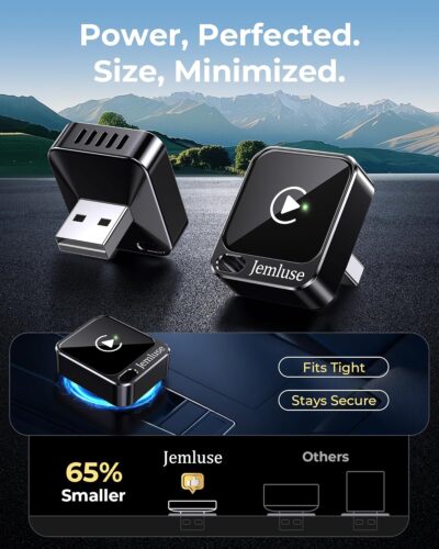 Jemluse Wireless CarPlay Adapter for Apple - Mini Size, Fast Stable Connection Convert Wired to Wireless Car Play Dongle for iPhone iOS 10+, Plug & Play for Cars from 2016+ w/USB-C (Black) - Image 8