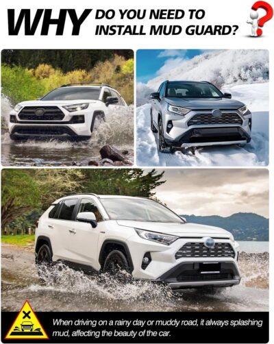 Powerty Custom Fit for Mud Flaps Toyota RAV4 2025 2024 2023 2022 2021 2020 2019 Splash Guards Molded Front and Rear Fender Cover Black ABS 4Pcs Set Hybrid Accessories (Not Fit for 2021 RAV4 Prime) - Image 4