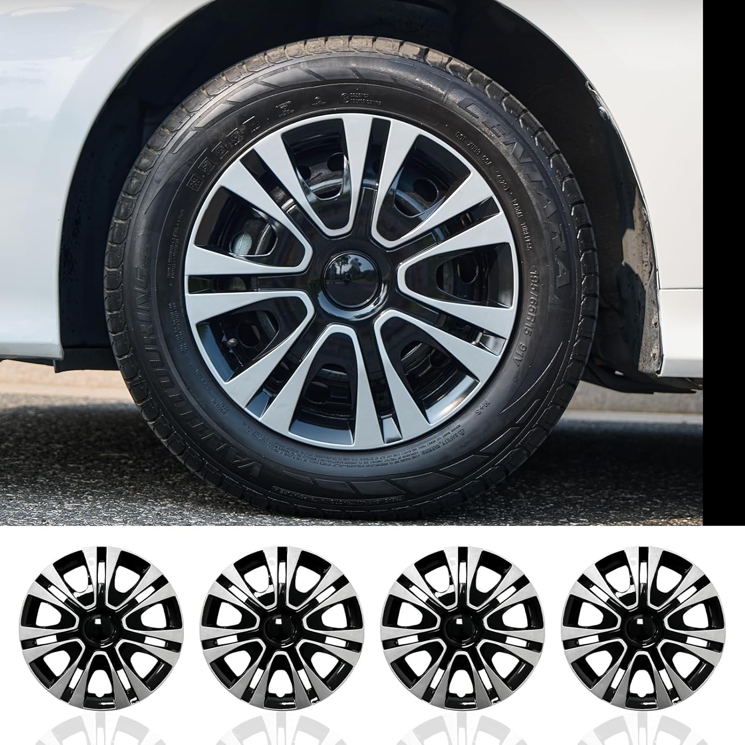 81MYZ-JBtIL._AC_SL1500_.jpg 15 inch Wheel Covers for Iron Rim Wheel Cover,15 in Hubcaps Set of 4 Plastic Replacement Hub Cap Accessories for Car (Petal Style, 15 inch) - Image 1