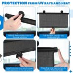 Blosssound 2 Pack Car Side Window Sun Shades Extra Wide Retractable Window Shades for Car Blocks Heat Roller Sunshade Visor for UV Rays Glare Protection Accessories (22 × 24 Inch) - Image 4
