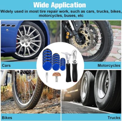 Wayona 35Pcs Tire Repair Patch Kit Heavy Duty, Tire Patches 32/45/58mm Tire Repair Tools with 40mm Tire Buffing Wheel Tire Patch Roller Inner Liner Scraper for Car Tire Grinding Bike Motorcycle Wheel - Image 6