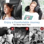 Car Headrest Pillow, Adjustable Head Rest Pillow for Car Seat, Head Neck Support for Kids Adults Travel Sleeping, Fit for Headrest with Poles (Black) - Image 4