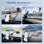 OQTIQ 13" Gooseneck Car Phone Mount – Windshield & Dashboard Holder with Strong Suction Cup, Anti-Shake Stabilizer, One-Button Release – Compatible with iPhone 17/16/15/14 and All Smartphones - Image 10