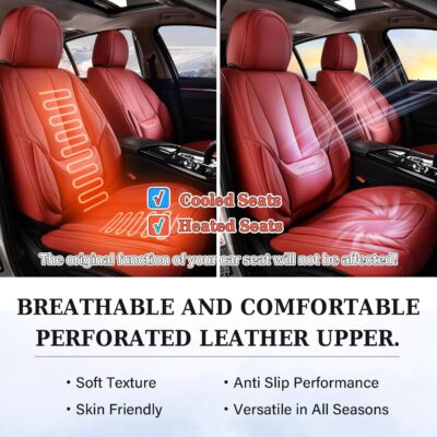 Coverado Car Seat Covers Full Set, Seat Covers for Cars, Red Car Seat Covers Front Seats and Back Car Seat Protector Waterproof, Leather Car Seat Cushion Universal Fit for Most Cars Blue - Image 9