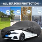 X AUTOHAUX Waterproof Sedan Car Cover for Sedan Length Up to 177 Inch Sedan All Weather Protection Anti-UV Windproof with Left Side Zipper and Mirror Pockets - Image 2