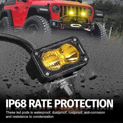 LED Pods Amber, 2Pcs 40W 3 Inch Driving Light Yellow Off Road Light LED Bumper Lights Super Bright LED Work Light Cube Waterproof Combo Fog Light for Truck ATV UTV SUV Motorcycle Boat - Image 6