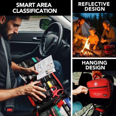 430 Piece First Aid Kit, Well-Organized Premium Waterproof Compact Trauma Medical Kits for Any Emergencies, Ideal for Home, Office, Car, Travel, Outdoor, Camping, Hiking, Boating (Red) - Image 4