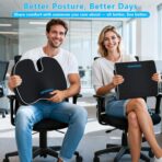 Ergonomic Memory Foam Seat Cushion & Lumbar Support Pillow Set, Orthopedic Coccyx Cushion for Office Chair, Car, Home – Relieves Back, Sciatica & Tailbone Pain, Improves Posture Black/Large - Image 7