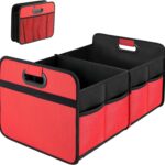 Simple Deluxe Car Trunk Organizer, 2 Compartments Collapsible Trunk Storage, Anti-slip Design, Made of Waterproof 600D Oxford Polyester, Suitable for SUV, Minivan, Truck, Standard Size, Red New