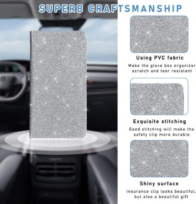 Ziciner Car Registration and Insurance Holder, Auto Card Document Glove Box Organizer with Magnetic Closure, Universal Vehicle Interior Accessories for Cars SUVs (Silver-Large) - Image 3