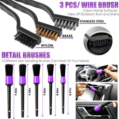 Viewsun 17PCS Car Cleaning Kit, Purple Car Interior Detailing Kit with High Power Handheld Vacuum, Detailing Brush Set, Windshield Cleaner, Cleaning Gel, Complete Auto Accessories for Women Gift - Image 5