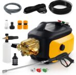 Portable Compact Pressure Cleaner, Power Cleaner with 33FT Flexible Extension Hose, 3 Nozzles, Foam Cannon for Cars, Patios, Driveways