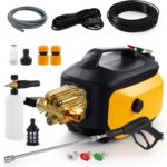 Portable Compact Pressure Cleaner, Power Cleaner with 33FT Flexible Extension Hose, 3 Nozzles, Foam Cannon for Cars, Patios, Driveways