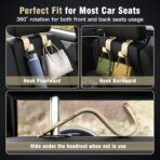 Amooca 4-Pack Car Headrest Hooks Vehicle Storage Organizer for Purses Handbags Groceries Coats –Holds 55lbs 360° Rotating Simple Design Beige - Image 4