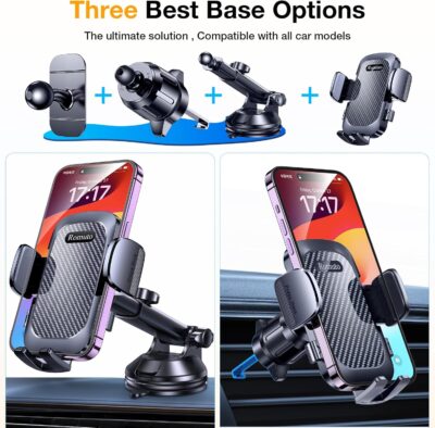Romuto Phone Holders for Your Car Phone Holder Mount【Super Suction】Cell Phone Mount for Car Accessories for Women Men Windshield/Vent/Dash Truck Stand Desk Mount Clamp Holder for iPhone Samsung Camera - Image 2