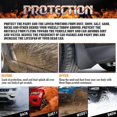 x xotic tech 4PCS Car Front & Rear Mud Flap Splash Guards Compatible with Honda Civic 11th Gen 2022 2023 2024 2025 2026 Fender Flare Mudguard Dirt Slush Trap Protector w/Hardware Accessories - Image 3