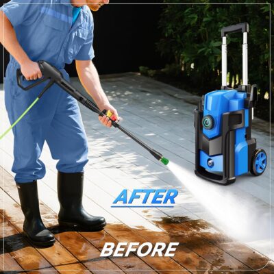 Pressure Cleaner 5000PSI, Heavy Duty Power Cleaner, with 4 Nozzles,Foam Cannon,33FT Hose and 500ml Soap Bottle,Car Wash Machine/Car/Driveway/Patio Clean (Blue) - Image 3