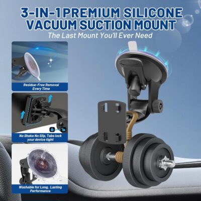 EWAY 4-Hole Direct Fit Suction Cup Mount for Backup Camera 4.3"/5" Monitor, Knob-Lock Adjustable Dashboard Windshield Monitor Mounting Bracket Holder for Car Rear View Camera Screen Display Stand - Image 9