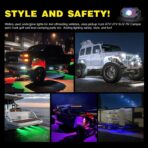 Nilight RGB LED Rock Lights Kit, 4 pods Underglow Multicolor Neon Light Pod with Bluetooth App Control Flashing Music Mode Wheel Well Light for Truck ATV UTV RZR SUV - Image 7