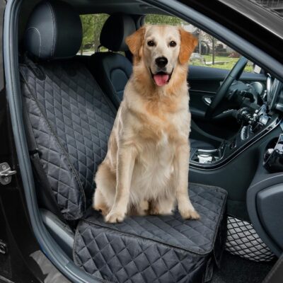 PETICON Waterproof Front Seat Car Cover 2 Pack, Full Protection Dog Car Seat Cover with Side Flaps, Nonslip Scratchproof Captain Chair Seat Cover Fits for Cars, Trucks, SUVs, Jeep, Black - Image 3