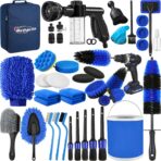 42Pcs Car Detailing Kit, Car Detailing Brush Set, Car Wash Cleaning Kit, Car Detailing Brushes, Professional Car Care Kit for Interior Exterior Wheels, Blue
