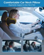 Car Neck Pillow: 2 Pack Ergonomic Memory Foam Headrest Pillow for Driving, Adjustable Neck Support Cushion for Pain Relief, Head Rest Pillows for Car Seat, Truck - Black - Image 2