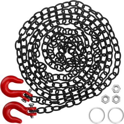 RC Simulation Fire Extinguishers Metal Trailer Tow Hooks Winch Hook w/Trailer Chain Decoration Part Compatible with Traxxas TRX4 Axial SCX10 Tamiya D90 1/10 RC Crawler - Image 6