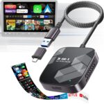 3-in-1 Wireless CarPlay Adapter 2026, Android Auto & Car Play Converter with HDMI Input for Fire TV Stick, Screen Mirroring & Streaming for Netflix/YouTube, Metal&Glass Case, Fit for 2016+ Cars -Black
