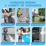 18 bar Cordless Pressure Washer, 6L/min Portable High Pressure Electric Washer with 2 Batteries, 6 in 1 Nozzle Cordless Battery High Pressure Washer, Sprays 6-10m Away, for Car/Patio/Floor Cleaning - Image 7