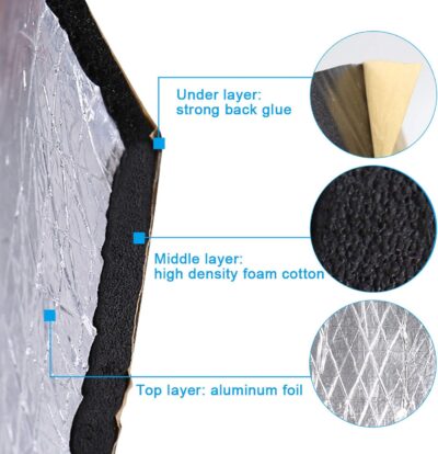 uxcell Heat Sound Deadening Insulation Mat Deadener Pad Car Auto Exhaust Muffler Hood Door Waterproof 394mil 6.4sqft 40x24inch for Car - Image 3