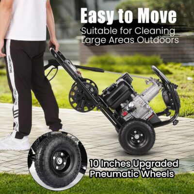 Professional 4200PSI 4GPM 212CC Gas Pressure Washer, 7.0 HP Commercial Gas Power Washer with 3L Foam Bottle 10" Wheels 5 Nozzles 33FT Hose for Home Car Fence Driveway (EPA/CARB/ETL Compliant) 77LBS - Image 5