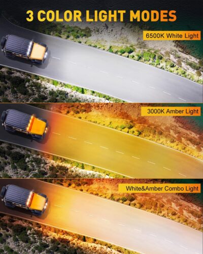 NAOEVO 7 Inch Light Bar, 240W 24,000LM Offroad Fog/Driving Lights LED Pods with 2 Leads Wiring Harness, Spot Flood Combo LED Work Lights for Truck Boat UTV ATV, 2-Pack (White/Amber/White&Amber) - Image 2