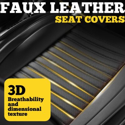 LINGVIDO Front Car Seat Covers, Faux Nappa Leather, Airbag Compatible and Waterproof Protectors for Sedans SUVs, Breathable Anti-Slip Interior for Commuters and Rideshare, Black - Image 7