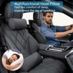 Car Headrest Pillow for Driving - Luxury Leather 100% Memory Foam, Ergonomic Neck Support - Universal Fit Head Rest Travel Pillow for Most Cars, Home & Office, Black, 2 Pack - Image 8