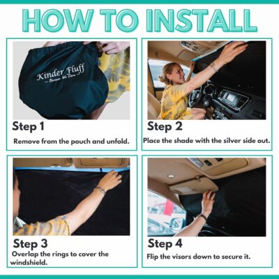 Windshield Sun Shade - Certified 99.87% UVB & 99.02% UVA Protection Car Sun Shade. Award Winning Sunshade for Car Windshield with Patented Technology. Size L 63"x35" Car Window Shades by Kinder Fluff - Image 7