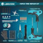 Libraton Tire Repair Kit, 78PCS Tire Plug Kit Heavy Duty Professional Repair Tools to Fix Punctures and Plug Patch Flats, Tubeless Tire Patch Kit for Car, Motorcycle, ATV, SUV, Truck, Tractor, Trailer - Image 2