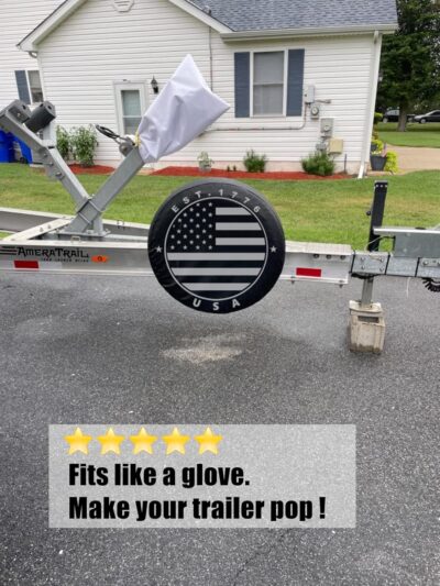 Black Spare Tire Wheel Cover with American US Flag PVC Leather Waterproof Dust-Proof Universal Fit for Jeep, Trailer, RV, SUV, Camper and Van (14 Inch) - Image 7