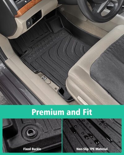 DiffCar® for Honda Accord Floor Mats 2008 2009 2010 2011 2012 (Gas Only), All-Weather TPE Car Accessories for 8th Accord Sedan (Not Fit Coupe), Interior Rubber Car Floor Mat & Trunk Liner, Black Rugs - Image 4