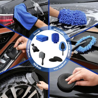 34Pcs Car Detailing Kit, Car Detailing Brush Set, Car Wash Cleaning Kit, Car Detailing Brushes, Professional Car Care Kit for Interior Exterior Wheels, Blue - Image 7